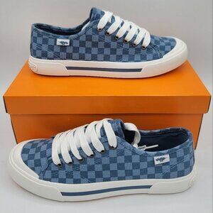 Rocket Dog Shoes Blue Checkerboard Casual Sneakers Size 81580